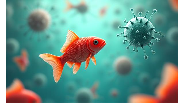 顕微鏡で見た健康な魚の免疫細胞